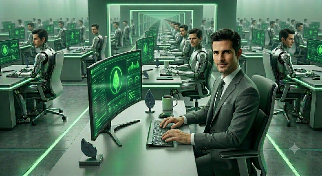 One head running a whole team of digital employees